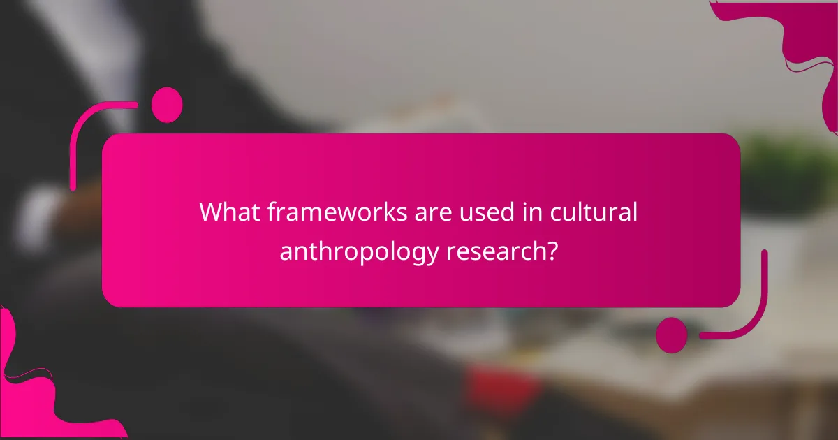 What frameworks are used in cultural anthropology research?